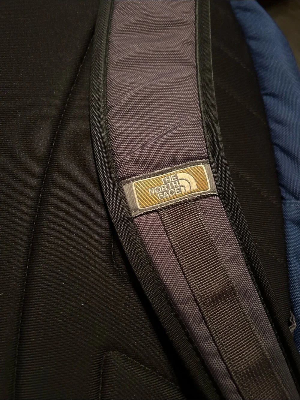 The North Face Vault Backpack — Navy, Gray, and Black